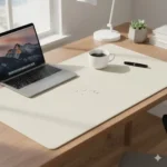 YSAGi Leather Desk Pad Protector, Large Waterproof Office Desk Mat & Mouse Pad, Non-Slip PU Leather Writing Pad for Laptop, Office & Home (23.6" x 13.8", Eggshell) - Image 2