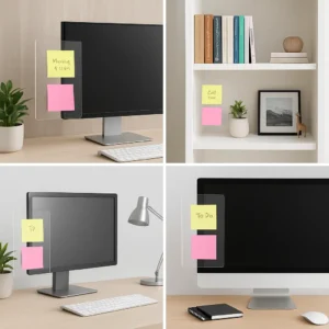 2pcs Acrylic Computer Monitor Memo Board Sticky Note Holder for Office & Home Desk Organization