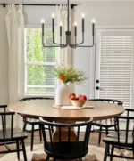 Black 6-Light Farmhouse Chandelier – Modern Industrial Ceiling Light Fixture for Dining Room, Bedroom, Kitchen & Living Room