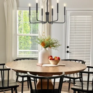 Black 6-Light Farmhouse Chandelier – Modern Industrial Ceiling Light Fixture for Dining Room, Bedroom, Kitchen & Living Room