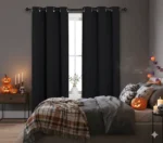 Black Solid Thermal Insulated Grommet Blackout Curtains for Bedroom Window (2 Panels, 42”W x 63”L)